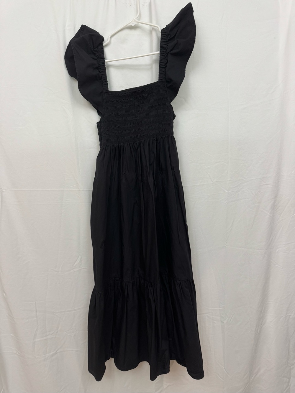 O.P.T. Black Smocked Ruffle Maxi Dress